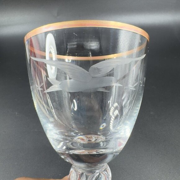 Lyngby Glassworks Lyngby Seagull Porter Glass Etched Birds Cups Glasses Set2 VTG - Picture 8 of 14